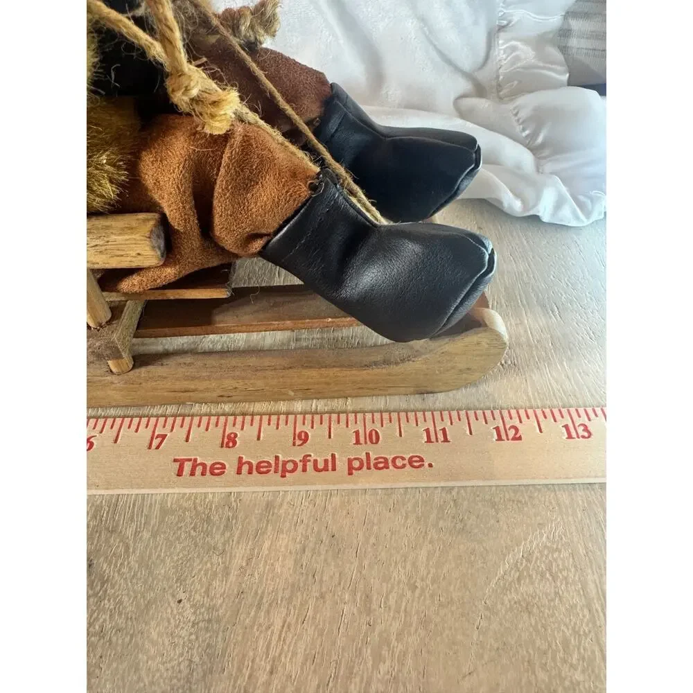 Vintage Old World Santa Wooden Sled Sleigh 12” Table Top Decor Shelf Sitter Y2K